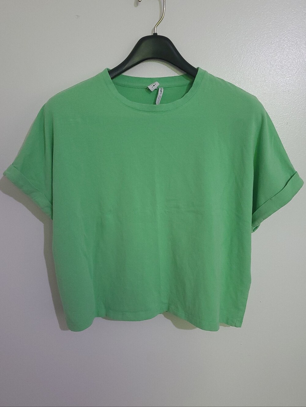 Twik By Simons Organic Cotton Cropped T Shirt Apple Green Size S
